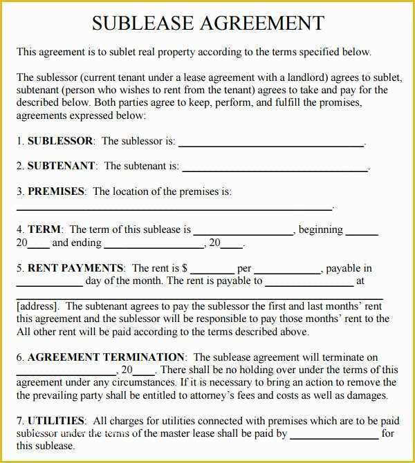 Free Commercial Lease Agreement Template Download Of 23 Sample Free Sublease Agreement Templates to Download
