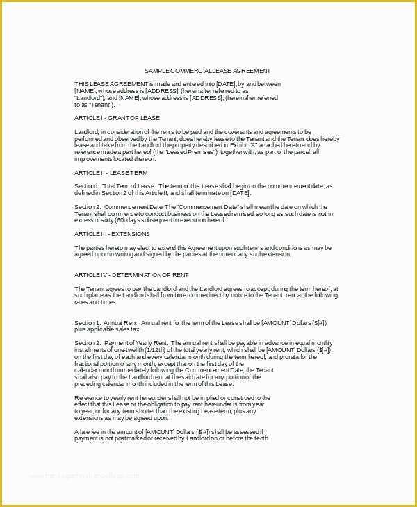 Free Commercial Lease Agreement Template Download Of Agreement form Template Equipment Rental Basic Lease