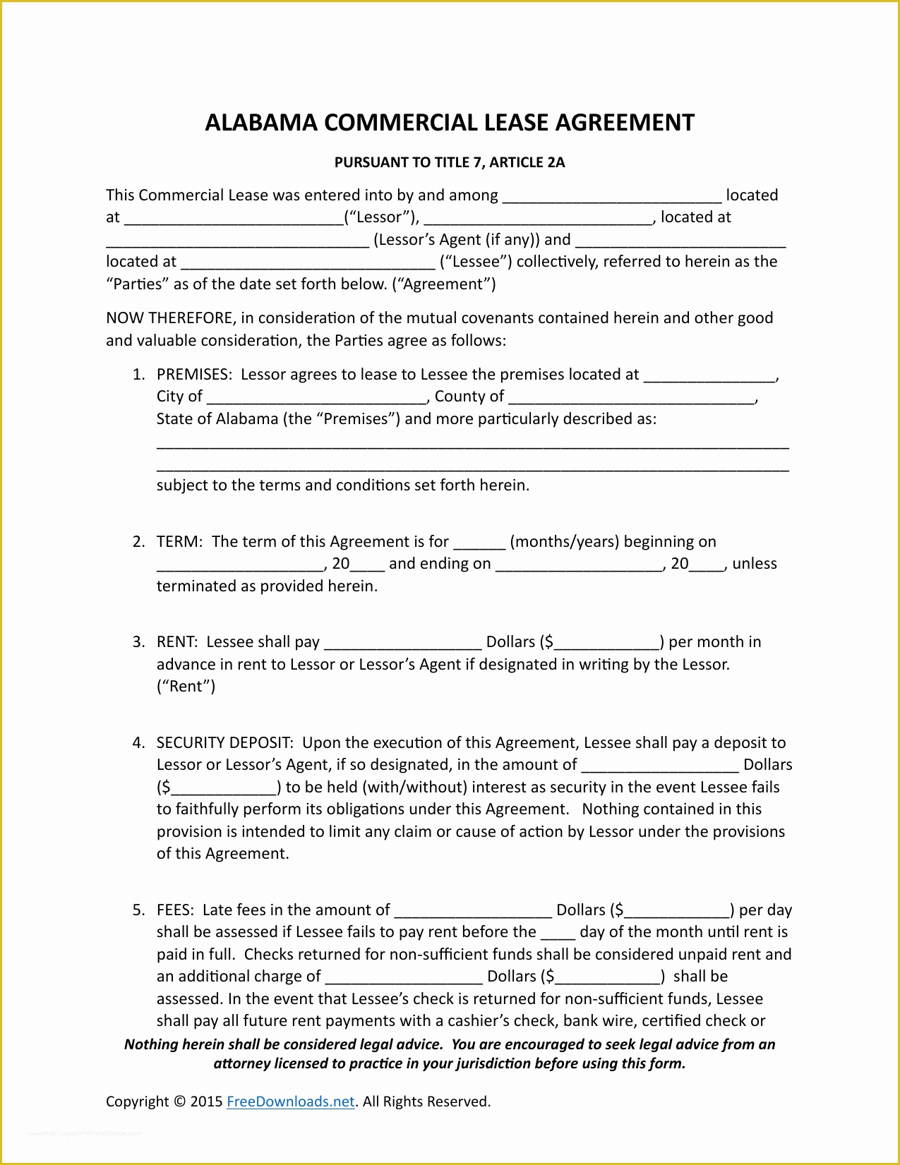 Free Commercial Lease Agreement Template Download Of Download Alabama Mercial Lease Agreement Template