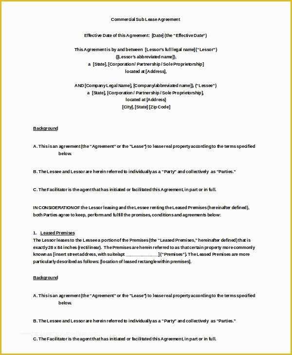 Free Commercial Lease Agreement Template Download Of Mercial Rental Agreement – 17 Free Word Pdf Documents