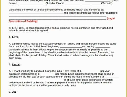 Free Commercial Lease Agreement Template Download Of Sample Mercial Lease Agreement 6 Free Documents