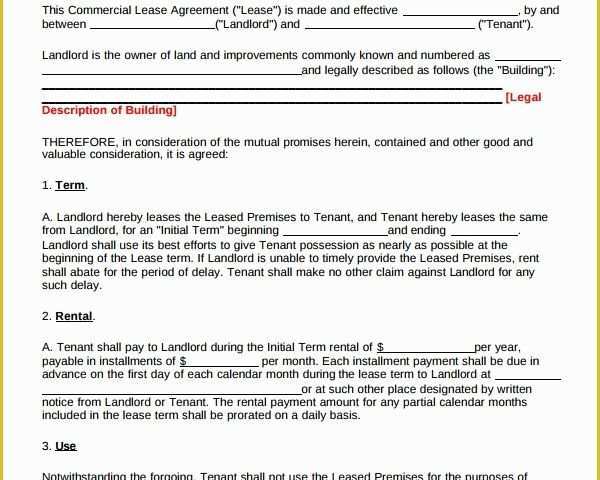 Free Commercial Lease Agreement Template Download Of Sample Mercial Lease Agreement 6 Free Documents