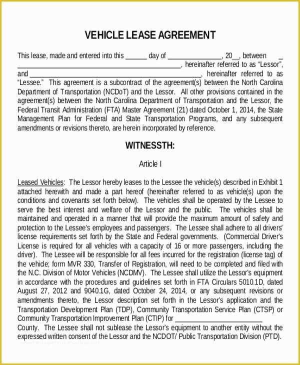 Free Commercial Lease Agreement Template Word Of 11 Truck Lease Agreement Samples
