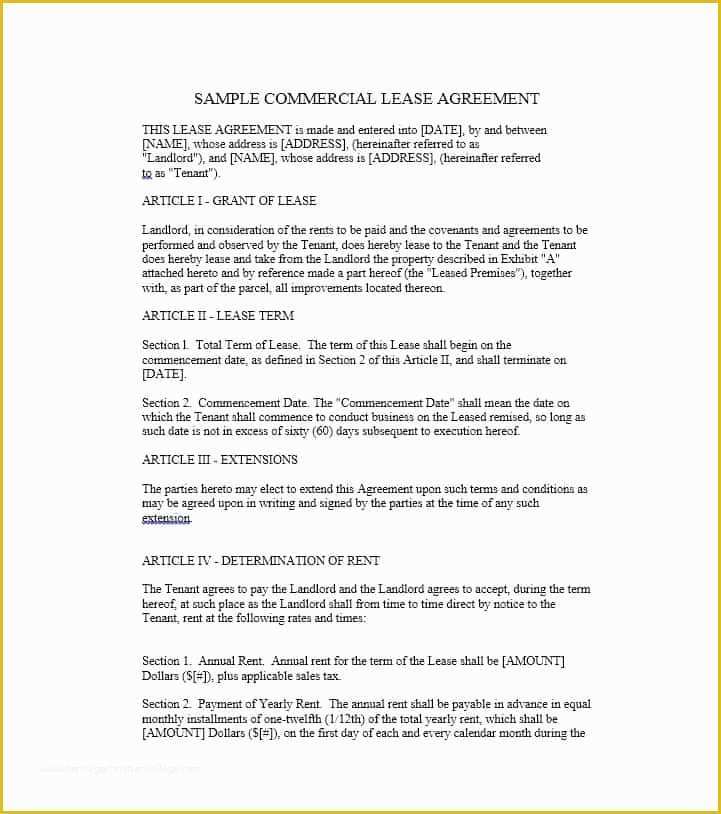 Free Commercial Lease Agreement Template Word Of 26 Free Mercial Lease Agreement Templates Template Lab