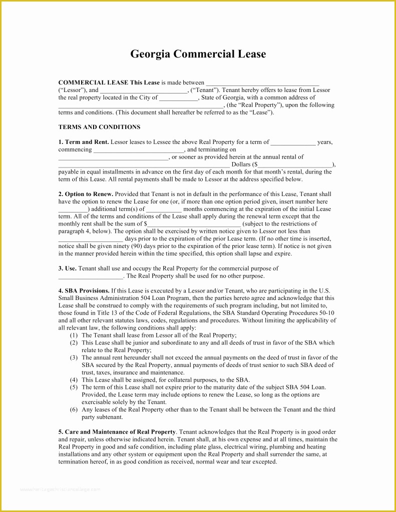 Free Commercial Lease Agreement Template Word Of Free Georgia Mercial Lease Agreement Template Word