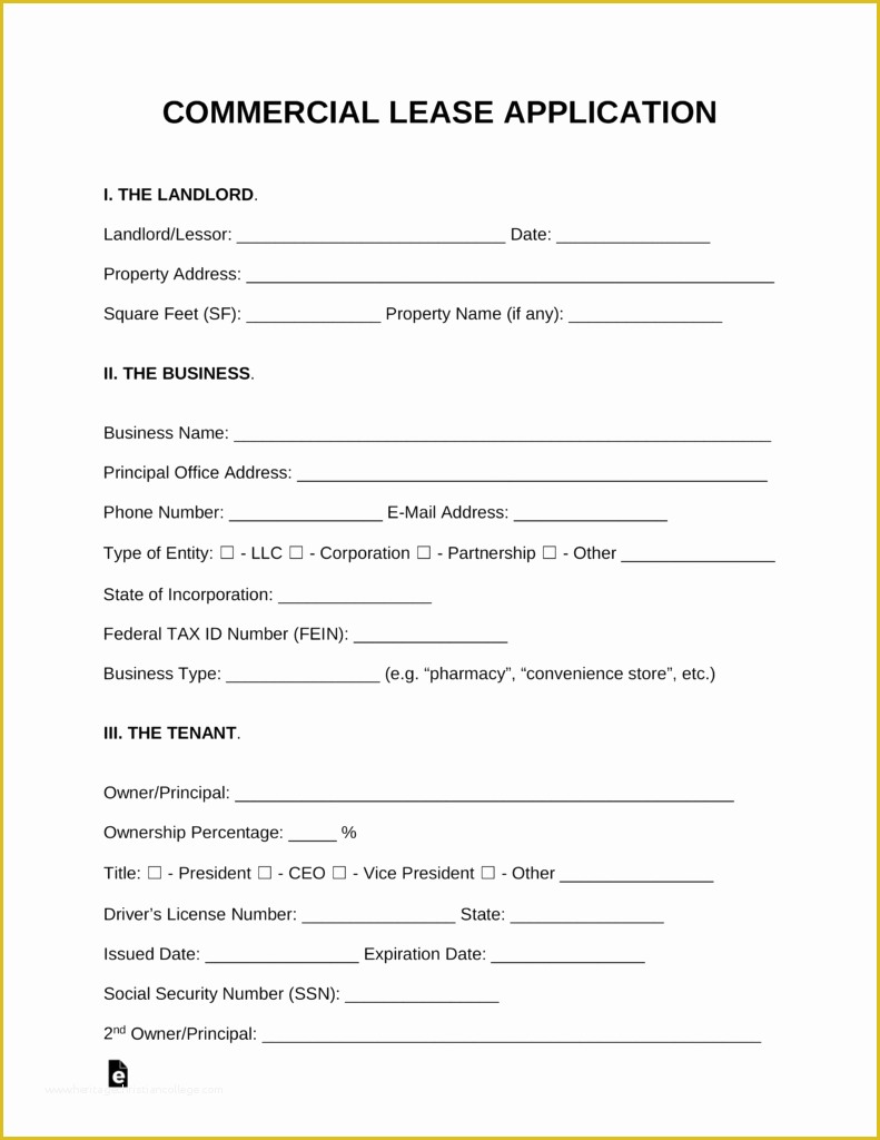 Free Commercial Lease Agreement Template Word Of Free Mercial Lease Application Template for A Tenant