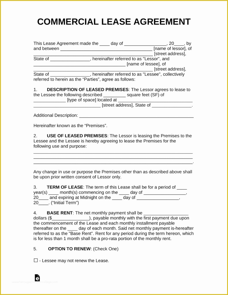 Free Commercial Lease Agreement Template Word Of Free Mercial Rental Lease Agreement Templates Pdf