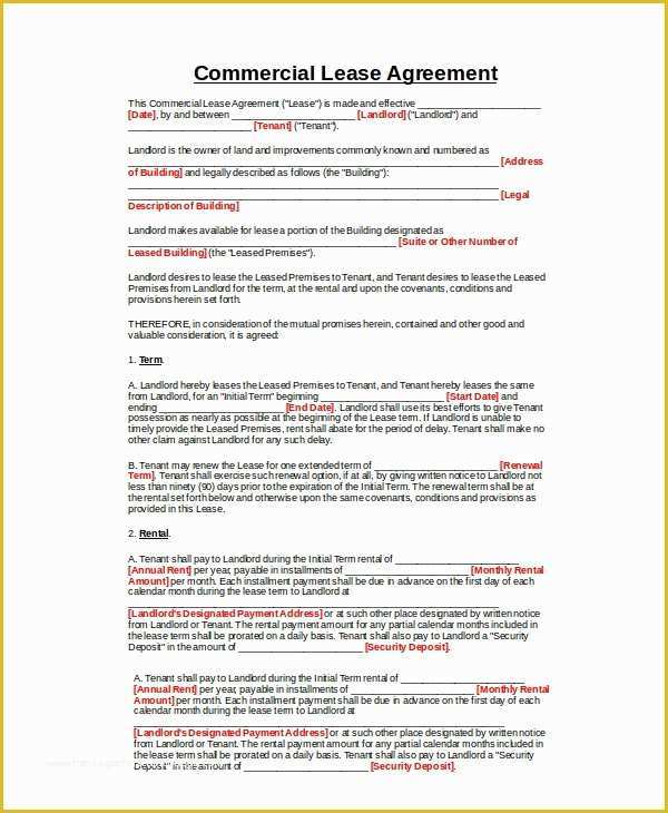 Free Commercial Lease Agreement Template Word Of Mercial Lease Agreement 10 Free Pdf Word Documents