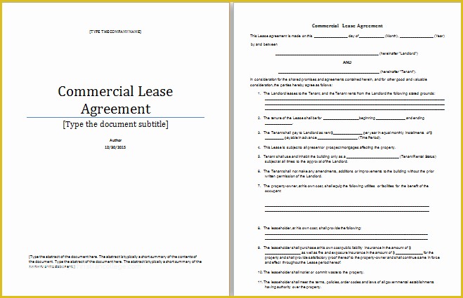 Free Commercial Lease Agreement Template Word Of Ms Word Mercial Lease Agreement Template