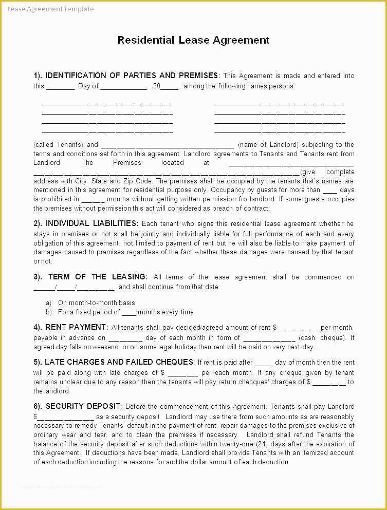 Free Commercial Lease Agreement Template Word Of Printable Lease Agreement Template