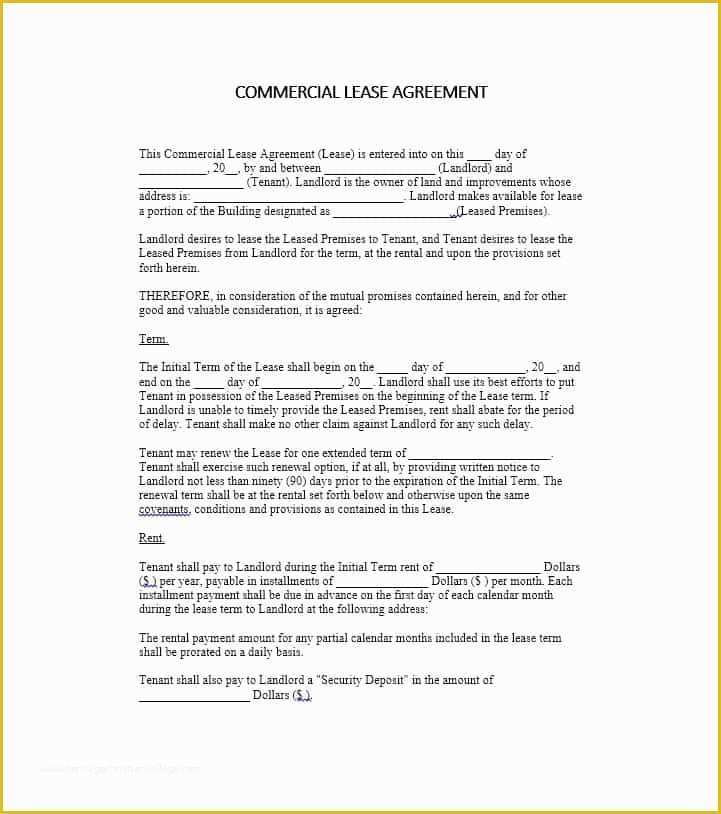 Free Commercial Lease Purchase Agreement Template Of 26 Free Mercial Lease Agreement Templates Template Lab
