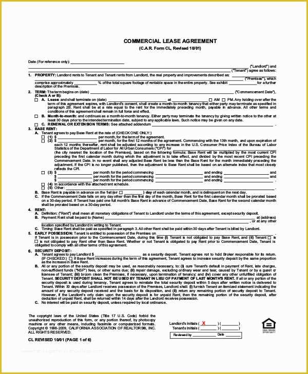Free Commercial Lease Purchase Agreement Template Of 9 Mercial Lease Samples