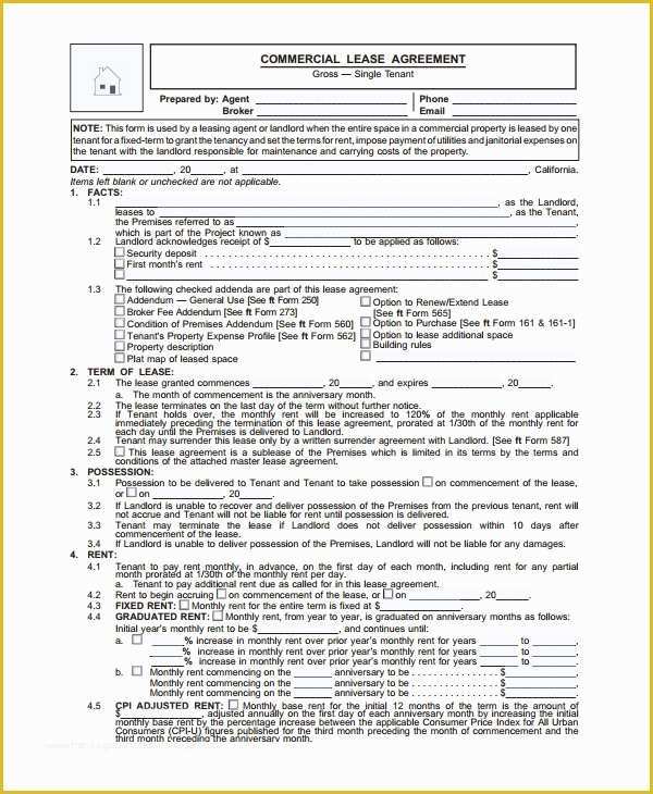 Free Commercial Lease Purchase Agreement Template Of 9 Sample Mercial Lease Agreements Word Pdf Pages