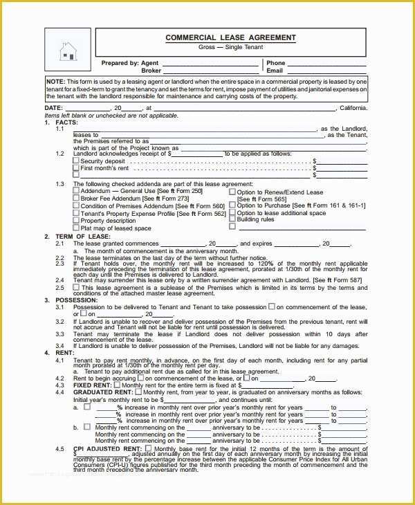 Free Commercial Lease Purchase Agreement Template Of 9 Sample Mercial Lease Agreements Word Pdf Pages