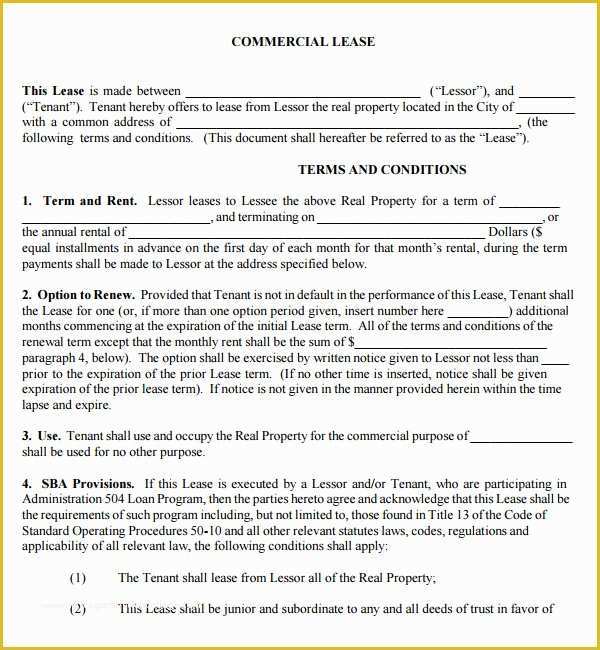Free Commercial Lease Purchase Agreement Template Of Mercial Lease Agreement 7 Free Download for Pdf