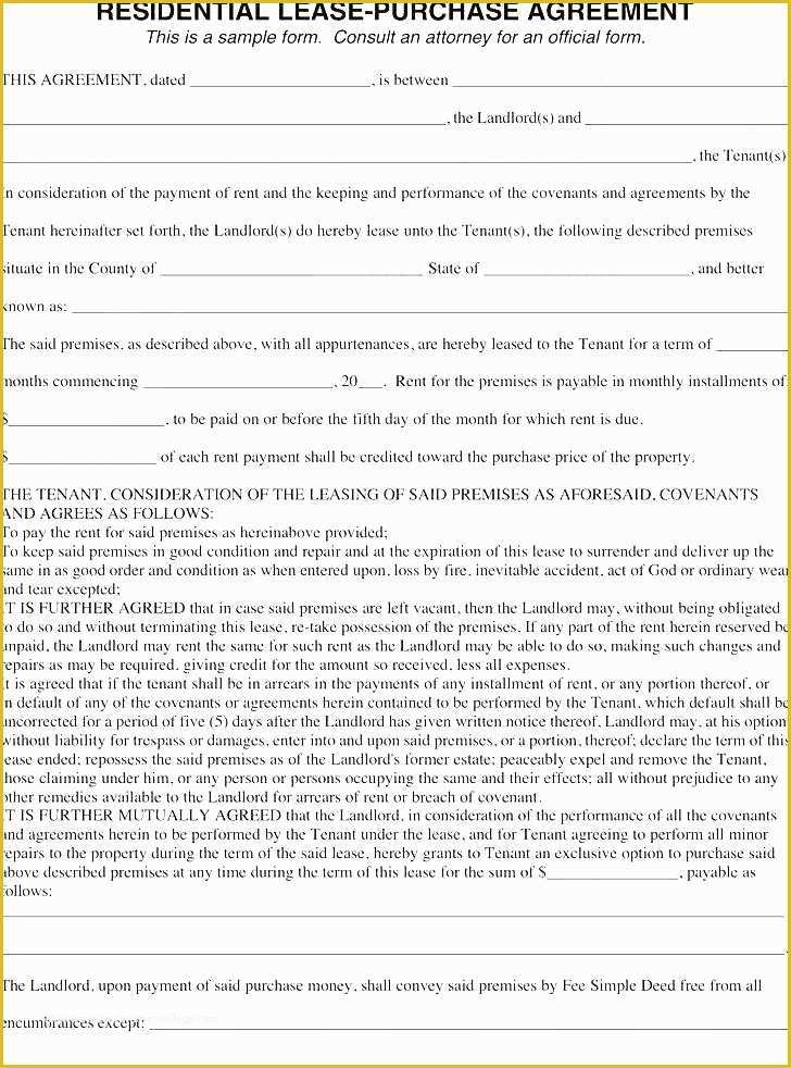 Free Commercial Lease Purchase Agreement Template Of Template Home Lease Purchase Agreement forms Option form
