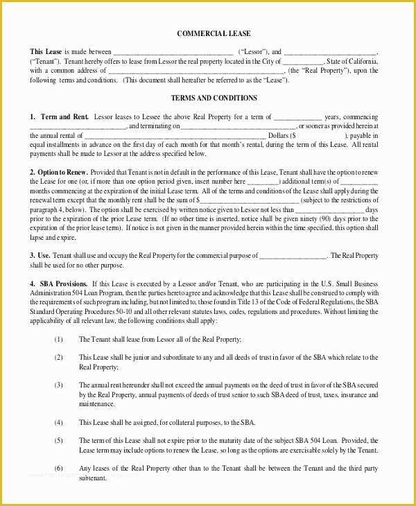 Free Commercial Lease Template Of 20 Rental Lease Agreement Free Word Pdf format