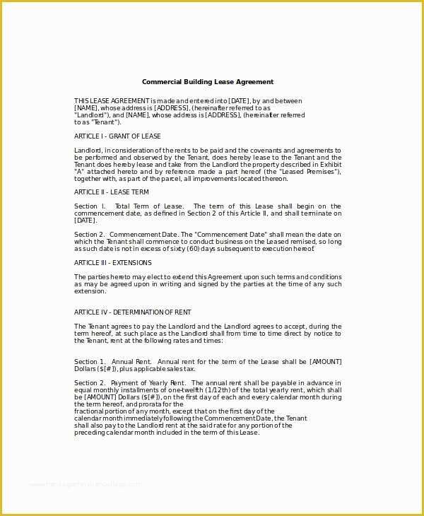 Free Commercial Lease Template Of 6 Business Lease Templates Free Sample Example format