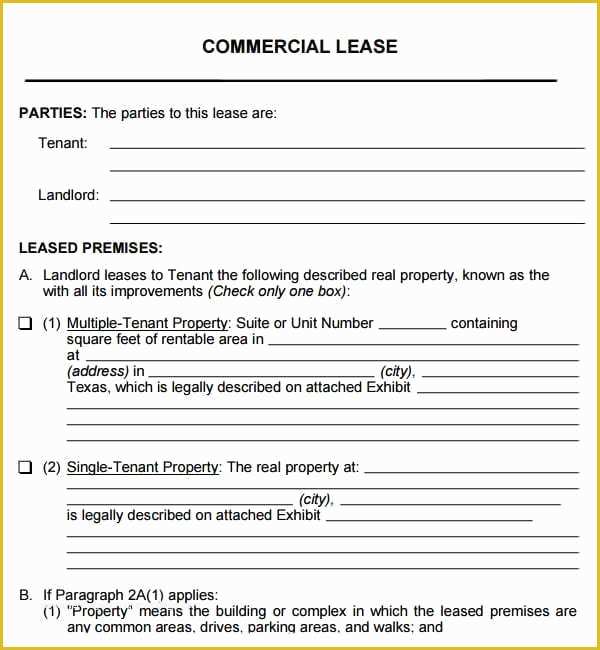Free Commercial Lease Template Of 6 Free Mercial Lease Agreement Templates Excel Pdf
