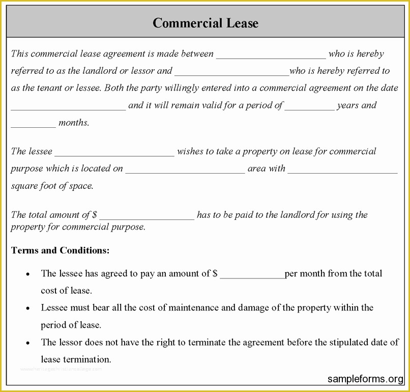 Free Commercial Lease Template Of Mercial Lease form Sample Mercial Lease form