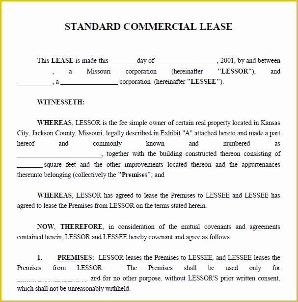 Free Commercial Lease Template Of Printable Sample Mercial Lease Agreement form