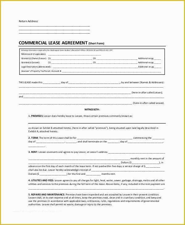 Free Commercial Lease Template Of Sample Lease Agreement form 11 Examples In Pdf Word