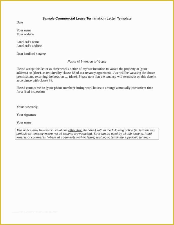 Free Commercial Lease Template Of What to Include In A Mercial Lease Termination Letter