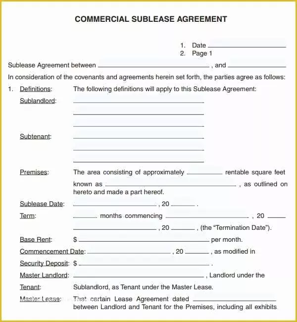 Free Commercial Rental Lease Agreement Templates Of 6 Free Mercial Lease Agreement Templates Excel Pdf