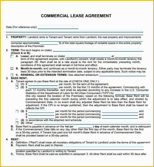 Free Commercial Rental Lease Agreement Templates Of Mercial Lease Agreement 7 Free Download for Pdf