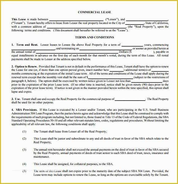 Free Commercial Rental Lease Agreement Templates Of Mercial Lease Agreement 9 Free Samples Examples