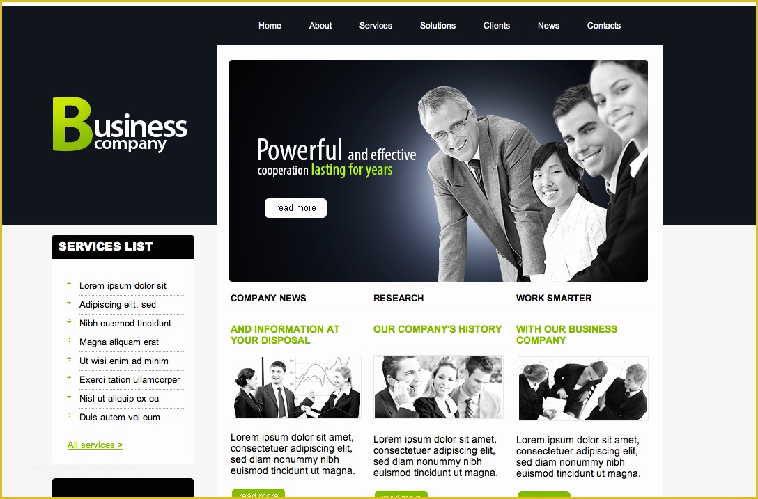 Free Commercial Website Templates Of Free Dreamweaver Business Website Templates