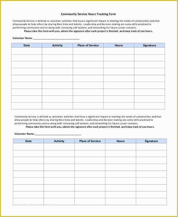 Free Community Service form Template Of 10 Sample Munity Service forms