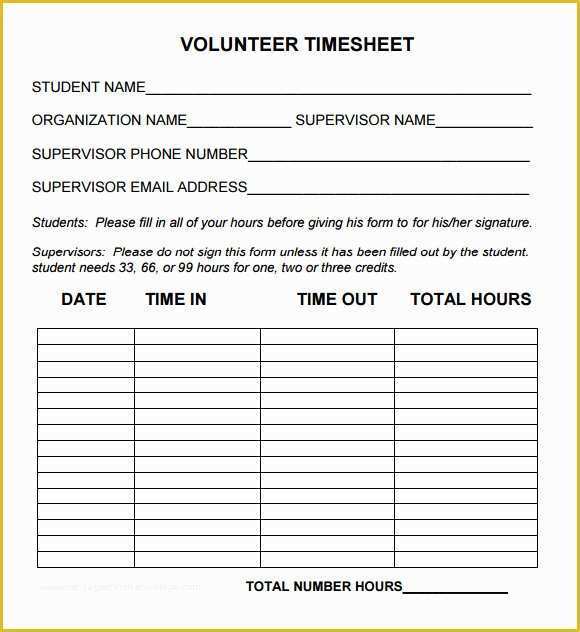 Free Community Service form Template Of 11 Volunteer Timesheet Samples