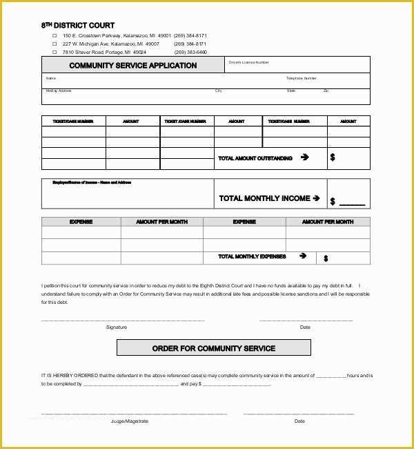 Free Community Service form Template Of 12 Sample Munity Service forms