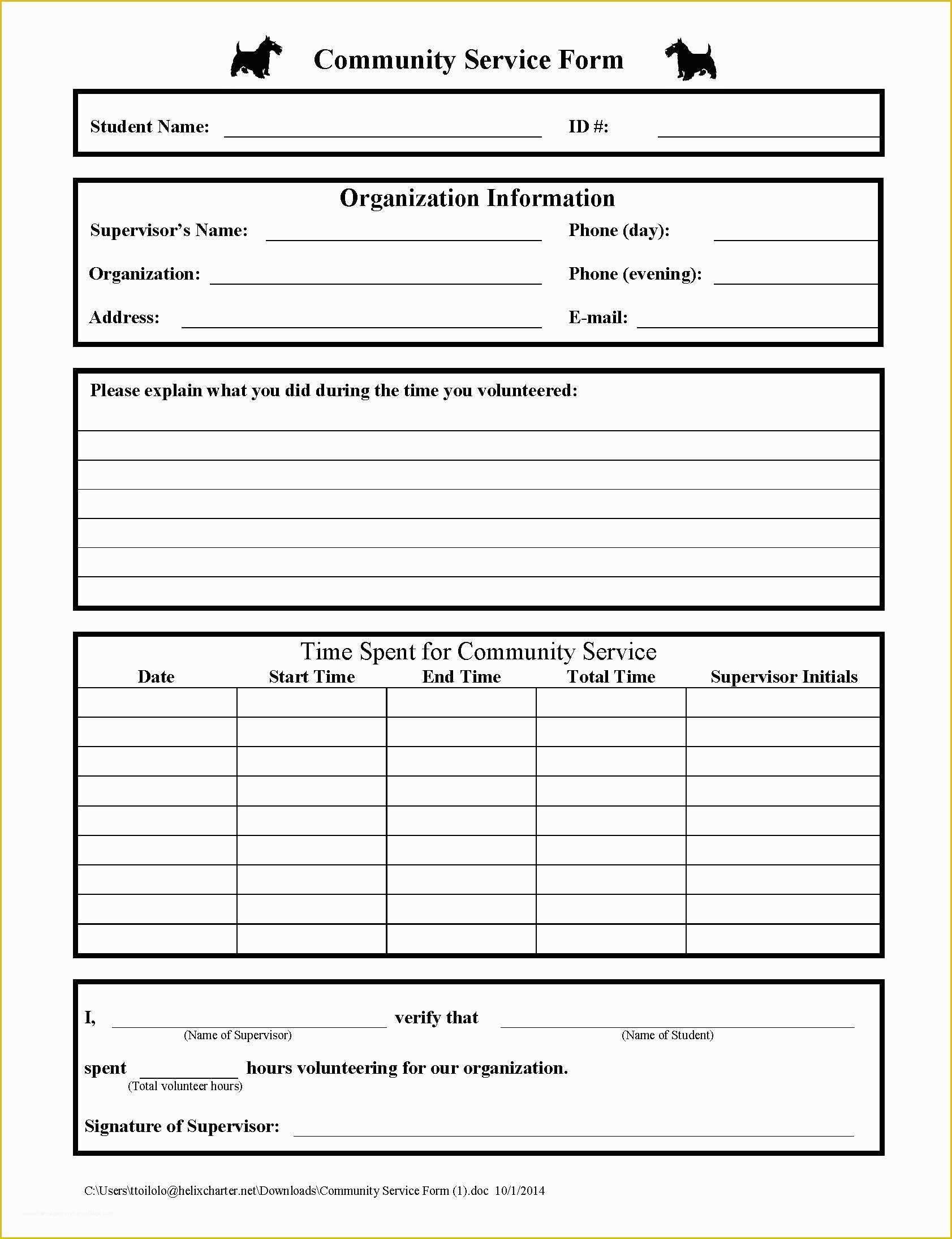 Free Community Service form Template Of form Templatesommunity Service forms Martial Arts