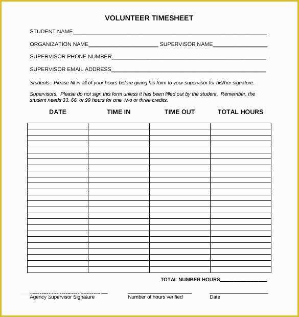 Free Community Service form Template Of Free Munity Service form Template Volunteer Hours Log