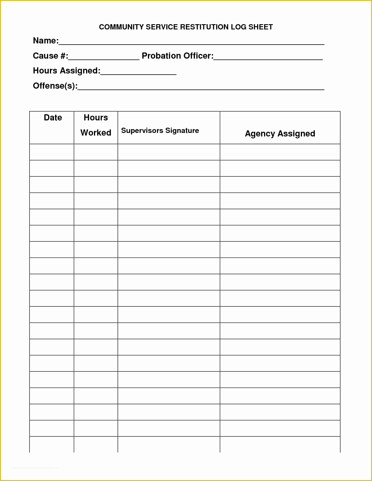 Free Community Service form Template Of Munity Hour Sheets Google Search