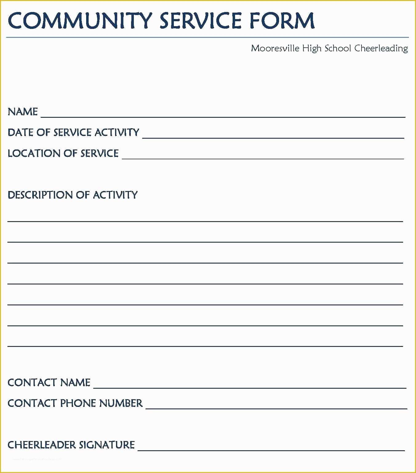 Free Community Service form Template Of Munity Service Documentation form Template – Radiofama