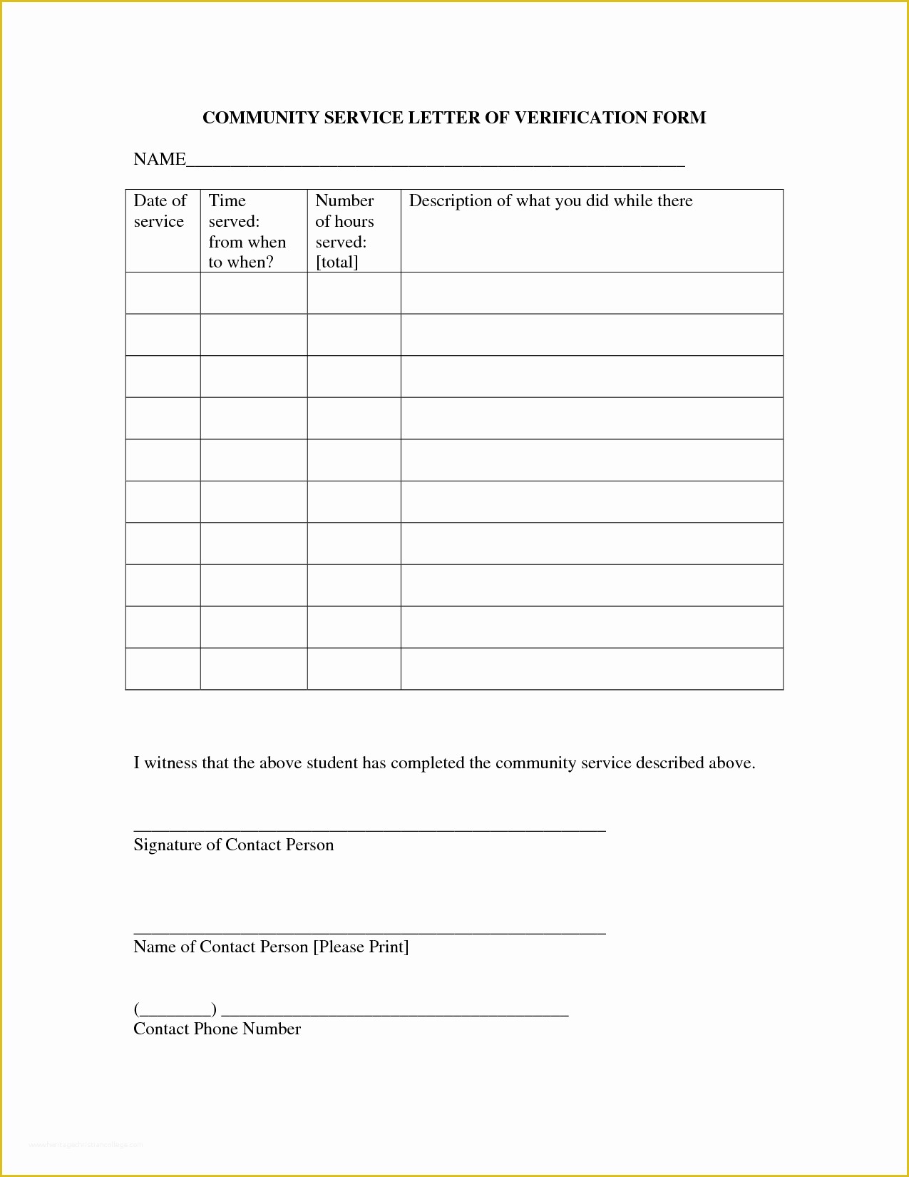 Free Community Service form Template Of Munity Service form Template