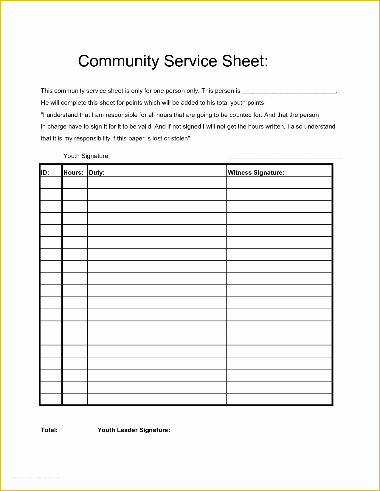 Free Community Service form Template Of Munity Service Hours Sheet