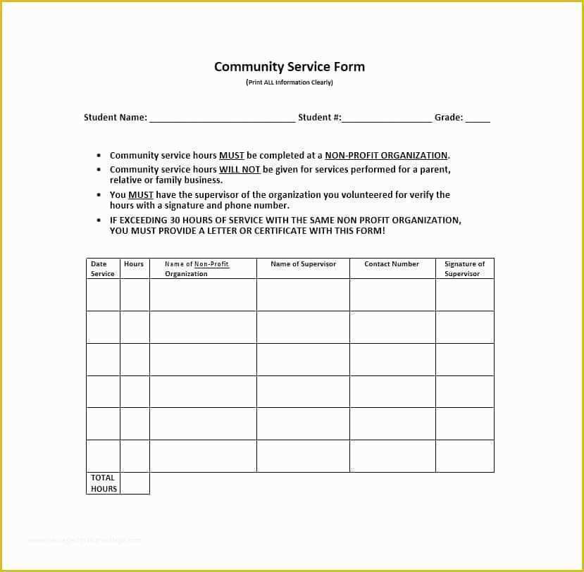 Free Community Service form Template Of Munity Service Letter 40 Templates [ Pletion