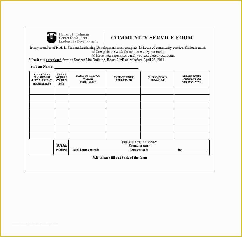 Free Community Service form Template Of Munity Service Letter 40 Templates [ Pletion