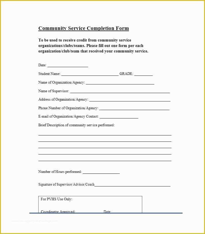 Free Community Service form Template Of Munity Service Letter 40 Templates [ Pletion