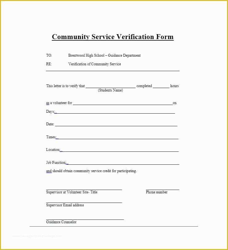 Free Community Service form Template Of Munity Service Letter 40 Templates [ Pletion