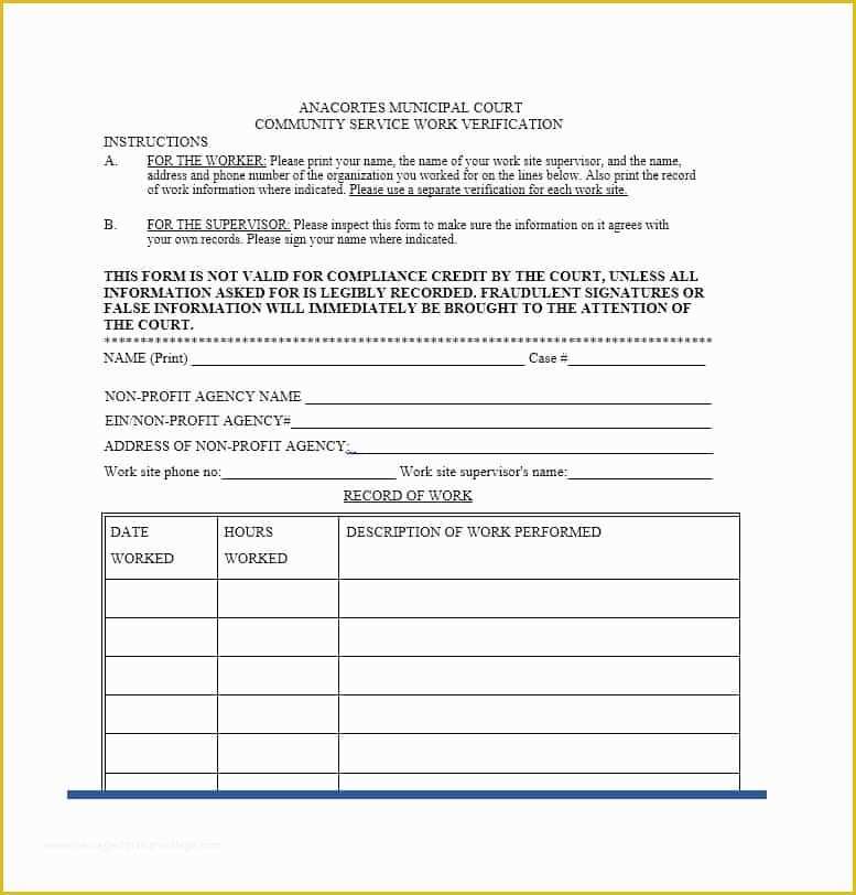 Free Community Service form Template Of Munity Service Letter 40 Templates [ Pletion