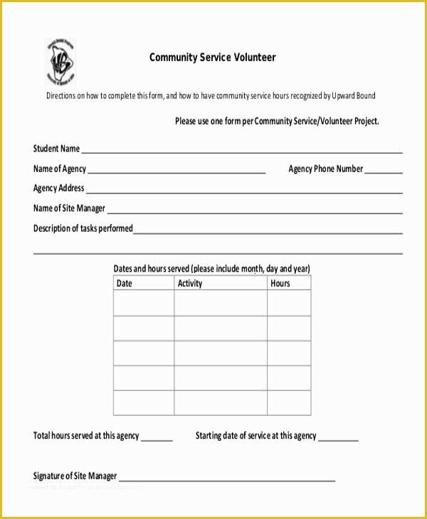 Free Community Service form Template Of Sample Munity Service form 10 Free Documents In Pdf