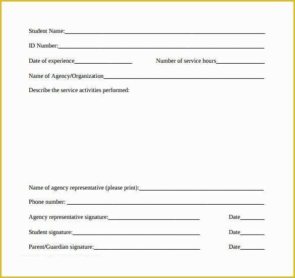 Free Community Service form Template Of Sample Service Hour form 13 Download Free Documents In