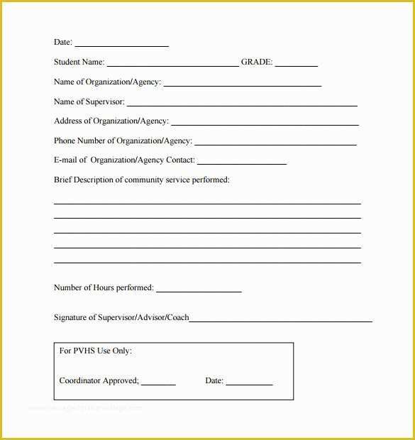 Free Community Service form Template Of Sample Service Hour form 13 Download Free Documents In