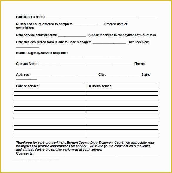 Free Community Service form Template Of Sample Service Hour form 13 Download Free Documents In
