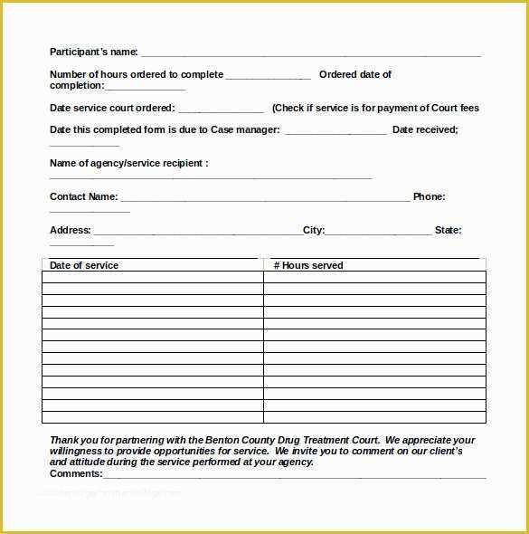 Free Community Service form Template Of Sample Service Hour form 13 Download Free Documents In